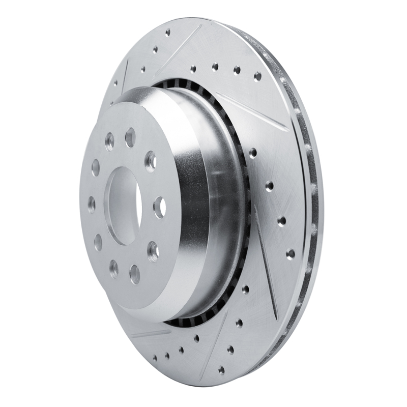 Jeep Wrangler Brake Rotor (1) - Rear Left - R1 Concepts - Drilled & Slotted - Silver - `20-`25